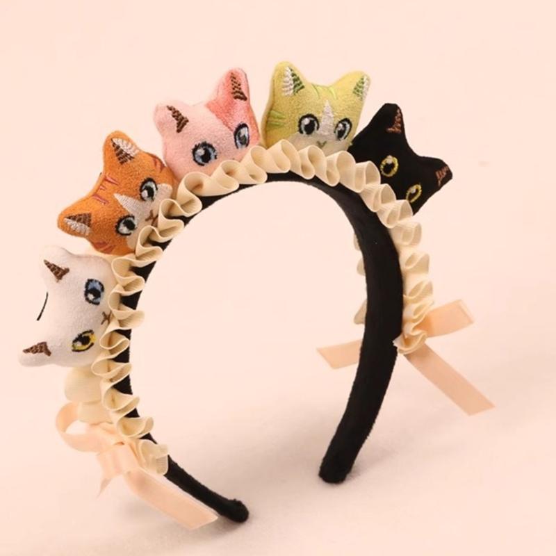 Cute Creative Cats Hairband Face Wash Hairband Cartoon Hair Accessories for Dressing Up Party Cosplay Halloween Costume