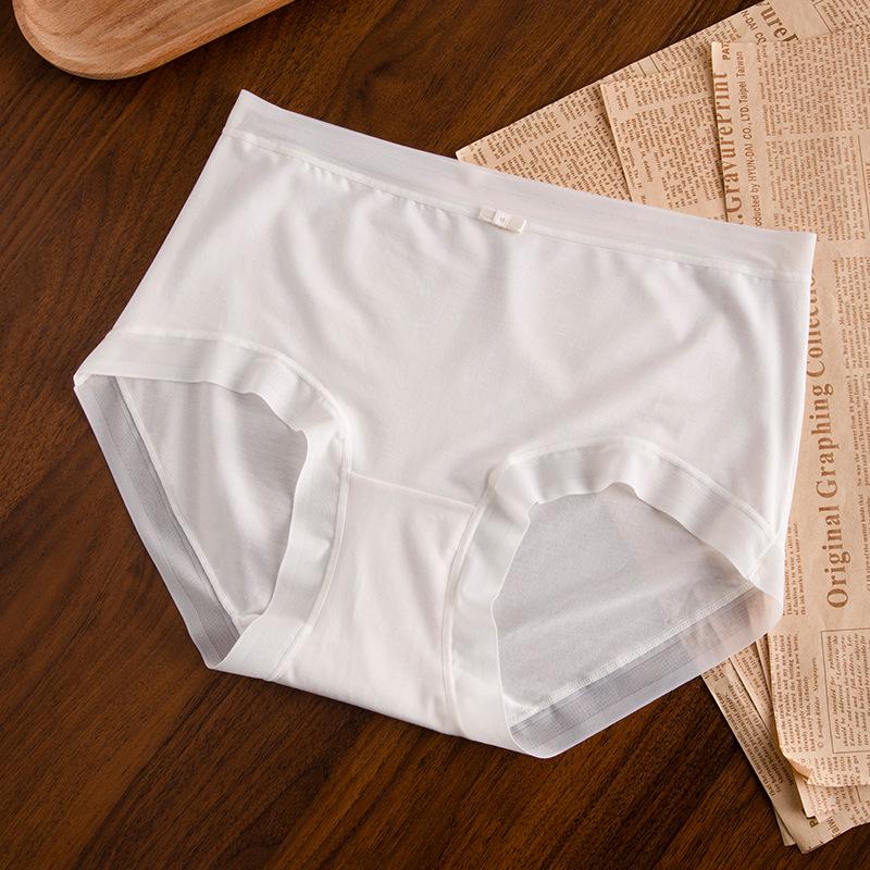 Women's 80s-Style Silk Blend Modal Panties, Seamless, Mid-Rise, Antibacterial, Pure Cotton Crotch.