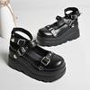 Fashion New Ladies Goth Platform Pumps Fashion Heart Buckle Rivet Punk Wedges High Heels Women's Pumps Party Street Shoes Woman Cosplay