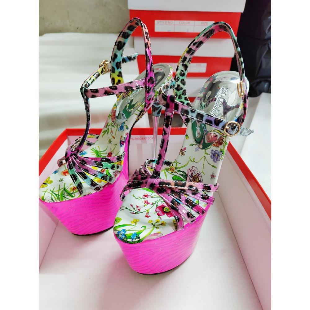 

Женские сандалии 22 см на платформе с открытым носком, модель для подиума, обувь для стриптиза, туфли на высоком каблуке для ночного клуба, большие размеры 50