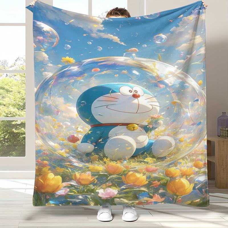 Dream Doraemon Cartoon Flannel Blanket,Ultra Soft Warm Plush Throw for Home Bedroom Bed Sofa Cover Office picnic gift kids