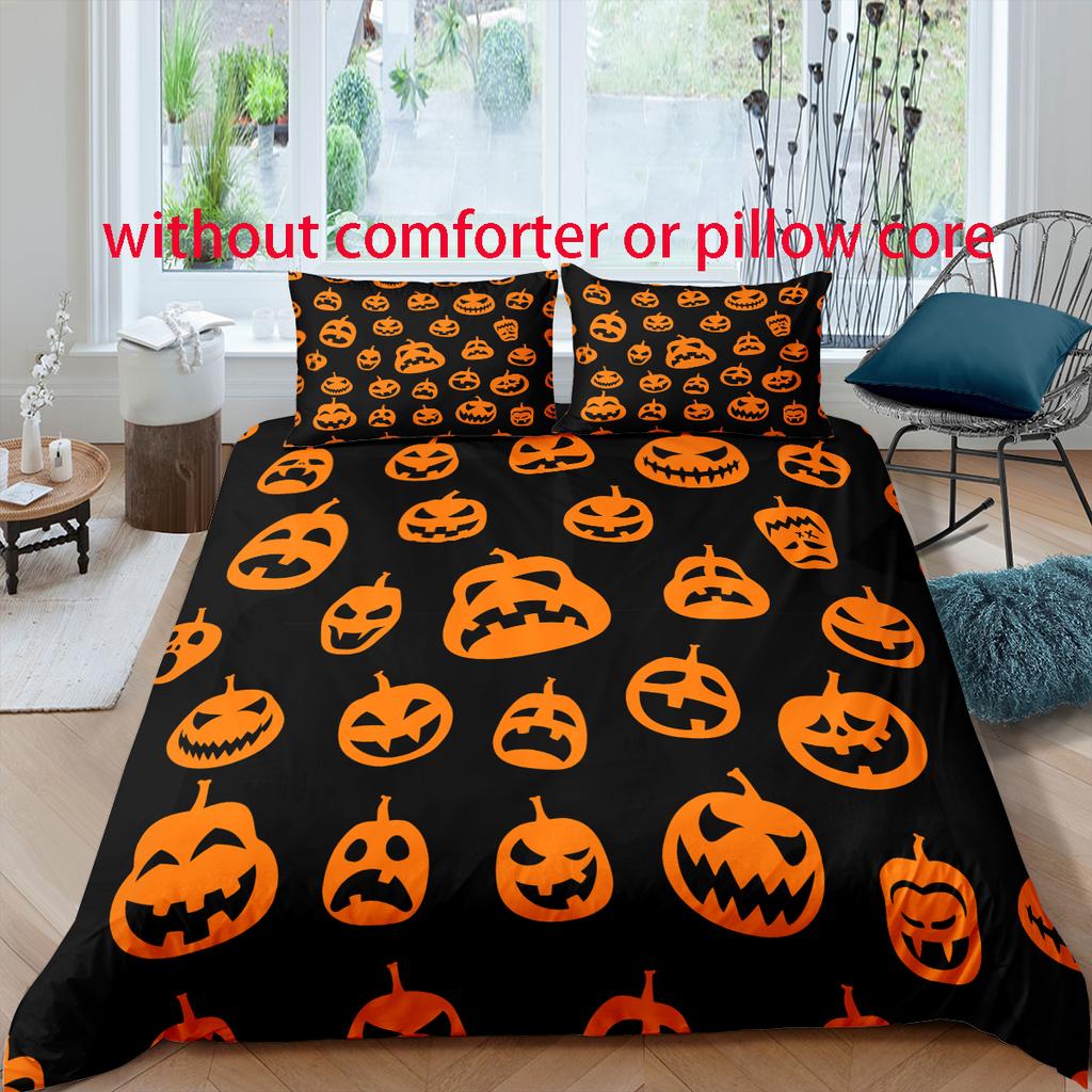 Halloween Pattern - Digital Printed Duvet Kit - Polyester - Bedroom Decoration -1 Bed Cover +2 Pillowcase (no Pillow Core)