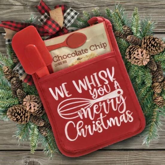 Christmas Oven Mitt with Storage Pocket Heat-Resistant Pot Holder