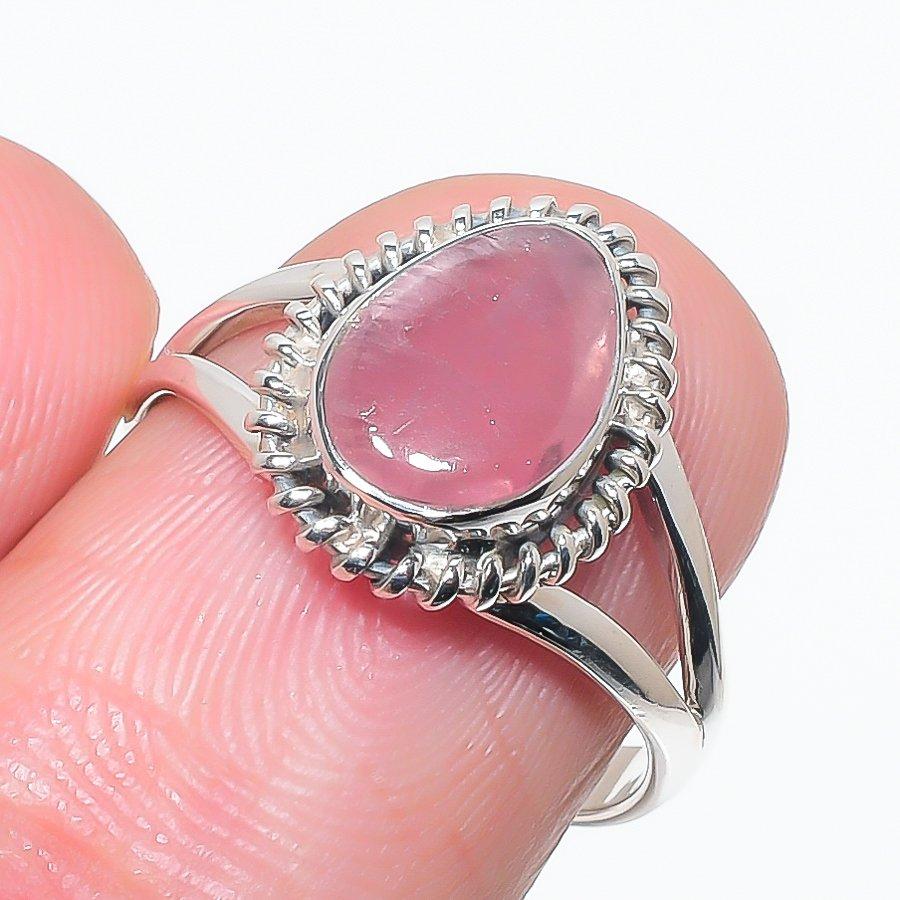 

Natural Rhodochrosite Gemstone Handmade 925 Solid Silver Jewelry Ring S.8 f8M40