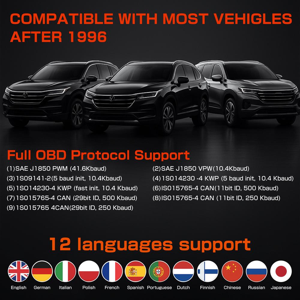 OBDII EOBD Read/Clear Fault Code OBD2 Code Reader ELM 327 V410 Car Diagnostic Tools OBD2 Scanner Digital Display Auto Engine System Detection