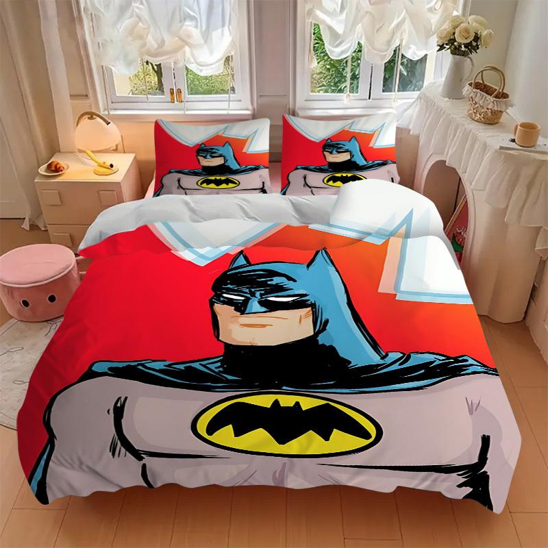 3pcs Batman, Superhero Duvet Cover Set, 1 Duvet Cover + 2 Pillowcases (No Insert), Cozy Bedding, Bedroom Set, Easy Care, Durable Yy251103093