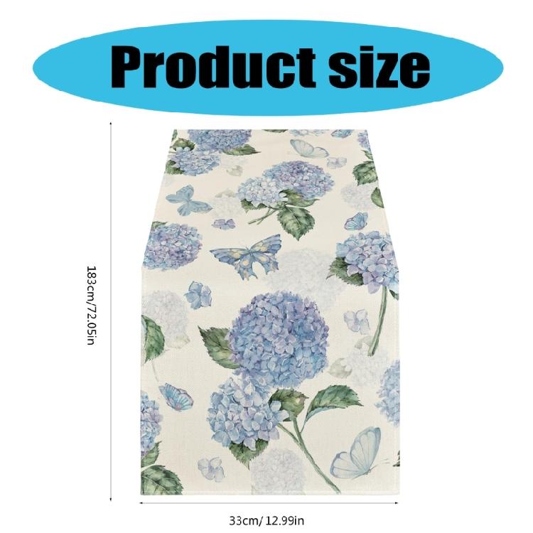 Dining Room Linen Table Runner with Flower Pattern Kitchen Table Ornament Tablecloth Decoration for Holiday Festivities