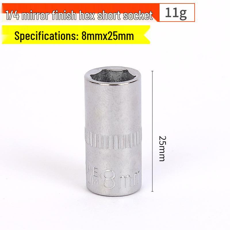 1/4" Chrom-Vanadium-Stahl Sechskant-Steckschlüsselsatz mit verlängertem Schlüssel und Sechskantkopf