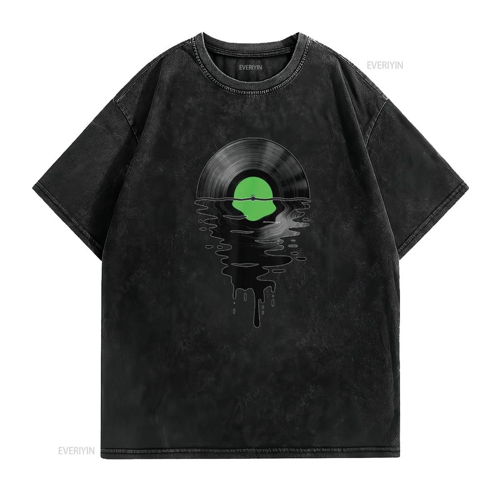 Mens Vinyl Record Music LP Classic 80s Sunset T Shirt White X Large vintage Washed Slightly streetwear Soft Casual Comfortable