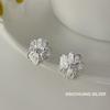 Su Chuang S925 Sterling Silver Floral Stud Earrings - Elegant, Light Luxury Design for Girls
