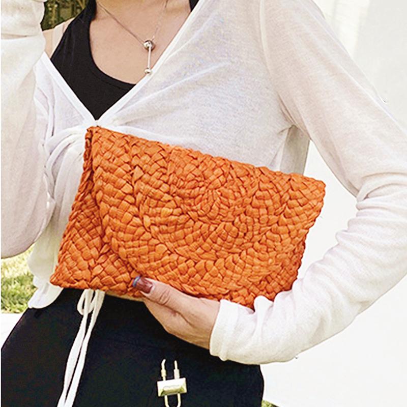 Yogodlns Fashion Bags Women Summer Retro Corn Straw Knitted Handbag Key Coin Money Purse Beach Clutch