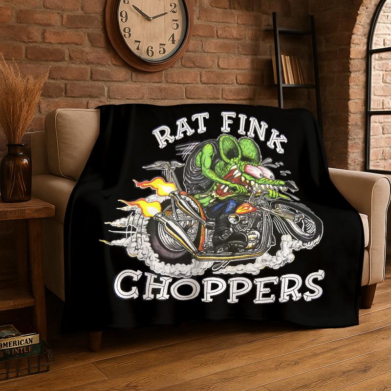 3D Rat Fink Cartoon Racing Car Moto Sign Flannel Blanket Soft Warm Throw Blanket for Bedroom Living Room Bed Travel Picnic Gift