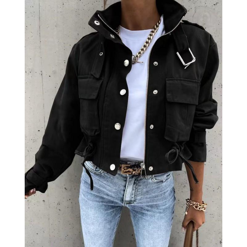 Womens Short Biker Jacket 2026 Streetwear