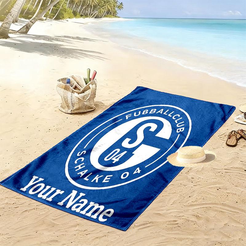 FC Schalke 04 Custom Name Print Beach Towel, Large Soft Quick Dry Towel for Beach Camping Swimming