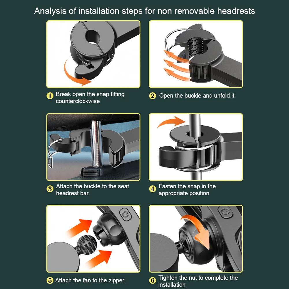 Car Seat Back Cooling Fan 3-Speed USB Charge Dual Head Fan 360 Degree Rotation Neck Cooler for Summer Car Interior Accessories