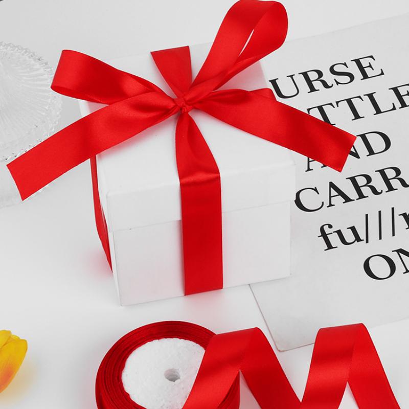 2.5cm Satin Ribbon 22Meters/Roll Christmas Halloween Wedding Birthday Party Gift Box Cake Wrapping DIY Crafts Sewing Ribbons