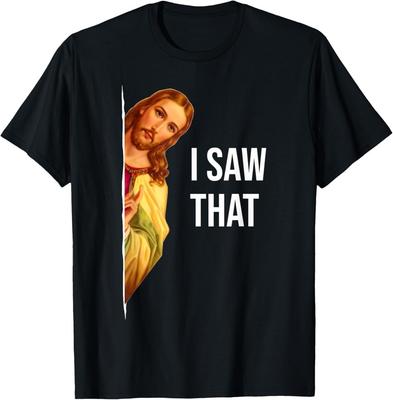Prezenty na Dzień Ojca Śmieszna koszulka z Jezusem Widziałem to Mężczyźni Śmieszny Jezus unisex T-shirt