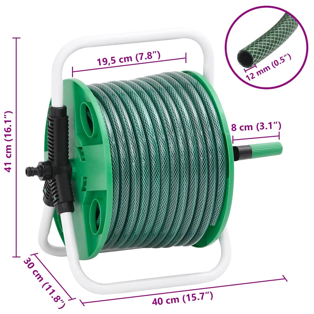 Vidaxl Wolnostojący Bęben Z Wężem I Złączkami, 0,5", 30M, Zielony, Pvc
