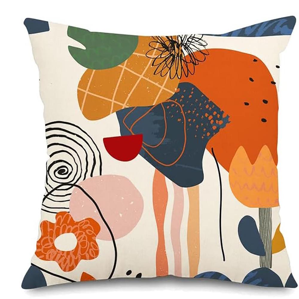 Orange Tone Geometric Fun Vibrant Modern Style Pillowcase Bedroom Sofa Decorative Cushion Cover with Zipper