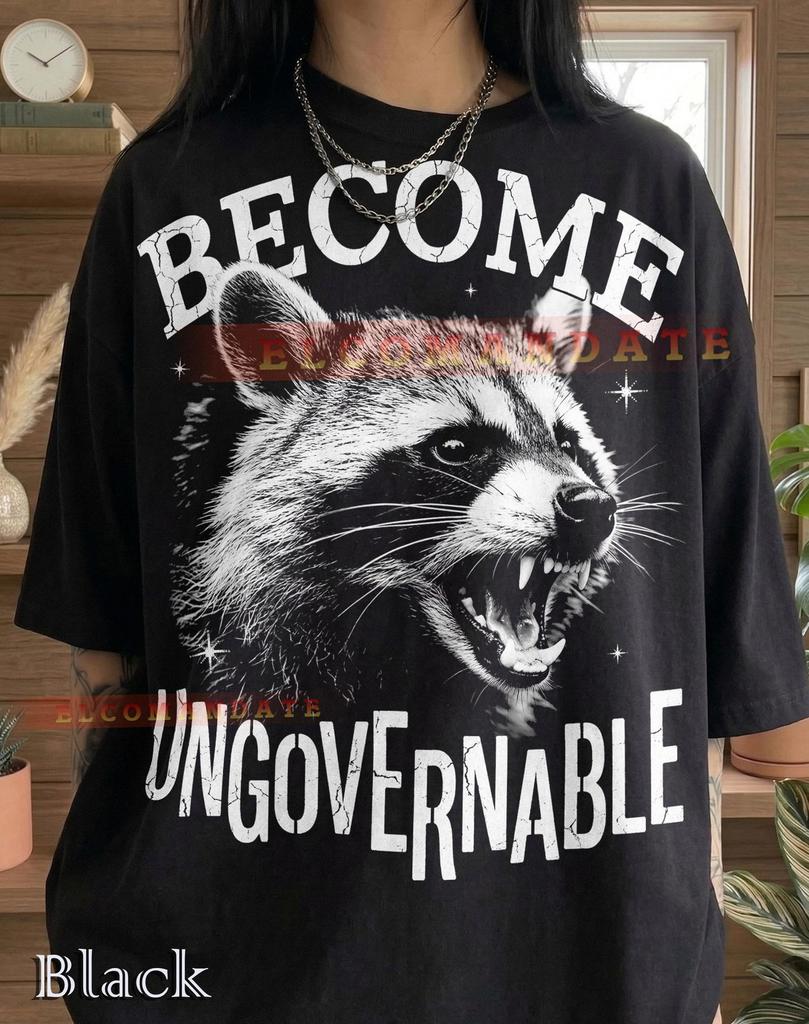 Become Ungovernable Raccoon Graphic Comfort Colors® Tshirt, Retro Animal Faded Tee, Funny Y2K Trash Panda Streetwear Raccoon Gift