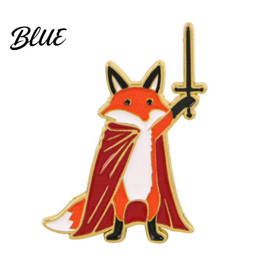 Versatile Accessory Pin Unisex Brooch Cartoon Fox Knight Design Zinc