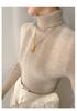 Women's Seamless Ribbed Cashmere Sweater – Slim Fit, High Neck, Figure-Flattering, Lightweight Knit Base Layer
