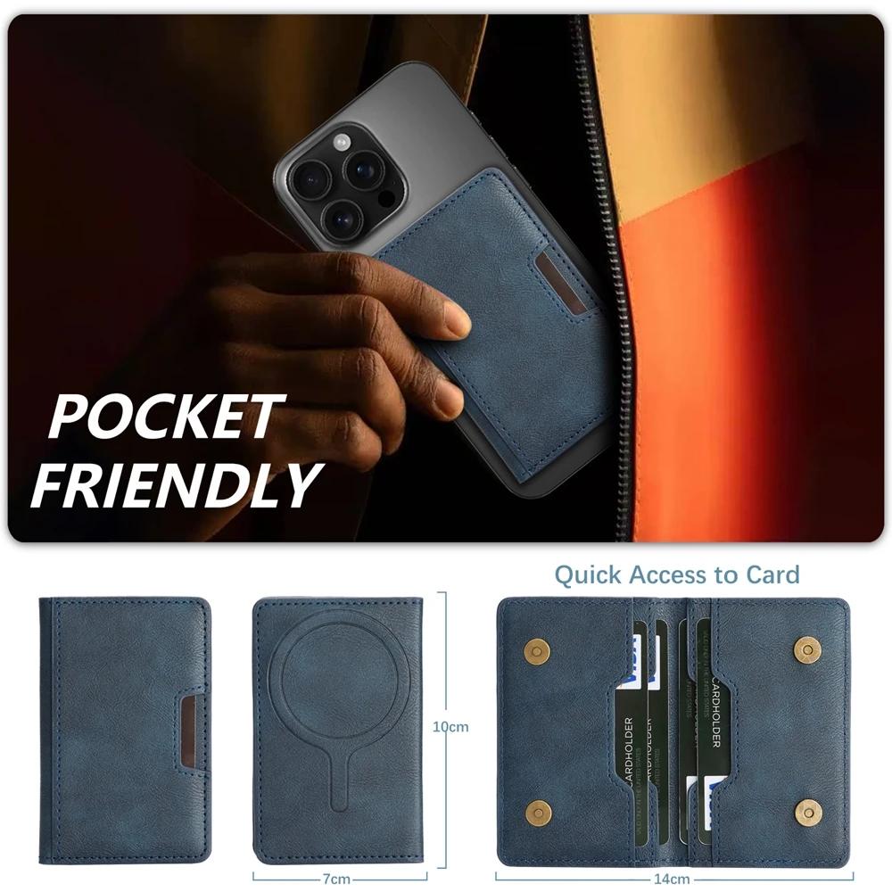 Magnetic Cards Slots Holder For iphone 16 15 14 13 12 11 Samsung Oppo Xiaomi Oneplus Google Phone Cards Bag for All Smartphones