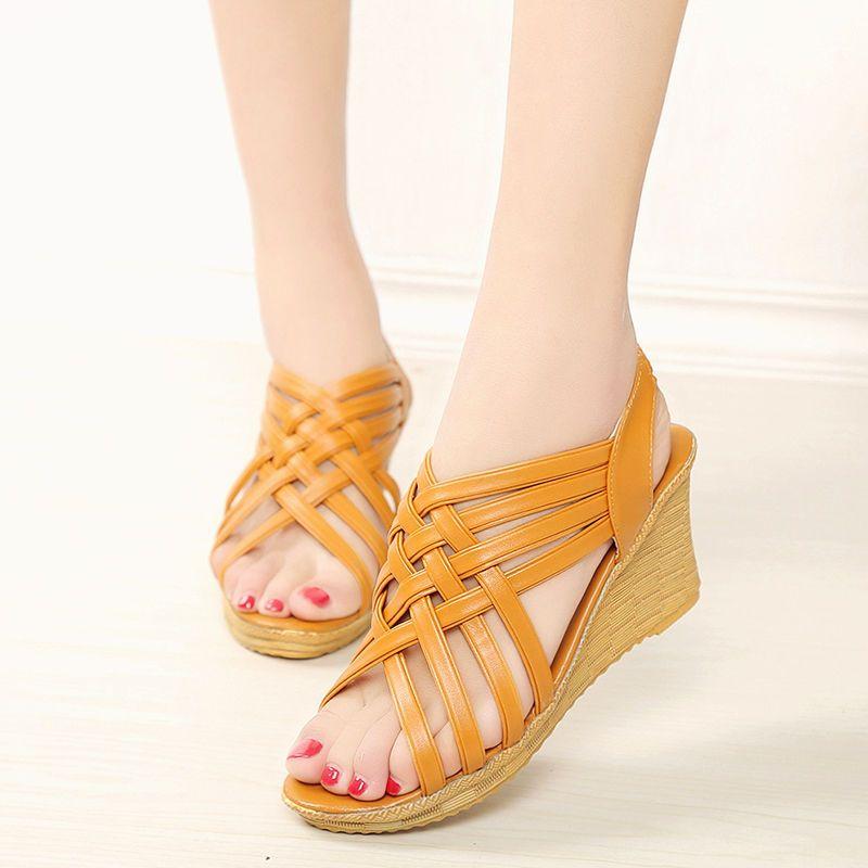 Ladies Shoes Wedges Heel Open Toe Women's Sandals Roman Style Platform The Best Daily Low Price Comfortable and Elegant Comfort