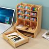 With Drawer Desktop Stationary Box Multi-Functional Desktop Organizer Pen Holder Box  Stationery