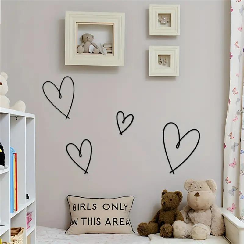 

CYCLI-4Pcs Romantic Metal Heart Wall Art Set - Exquisite Decorative Accent For Bedroom, Living Room & Gallerys Perfect Gifts чёрный