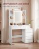 VASAGLE LED Lighting Dressing Table with Adjustable Brightness Dressing Table with Mirror Cosmetic Table with Drawers Open Compartments Adjustable