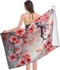 Plum Blossom Print Beach Towel – Soft Microfiber, Absorbent, Quick-Drying for Pool, Beach, Bathroom, Travel – Premium for Adults
