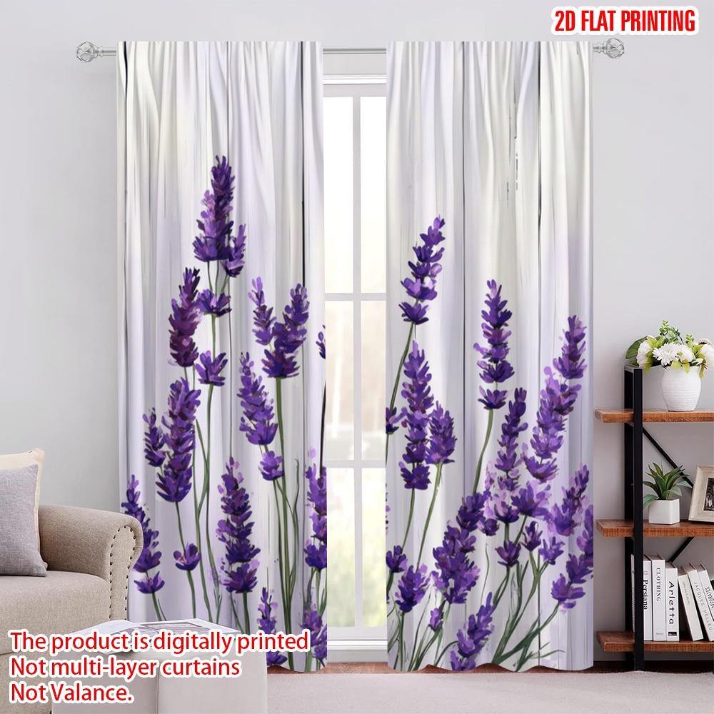 

2pcs,2D plane printing Curtain Fabric Lavender Bliss(1) Versatile 100% Polyester (without rod) Decorations For Home for Living 52.50 × 116.00 cm 2 pcs