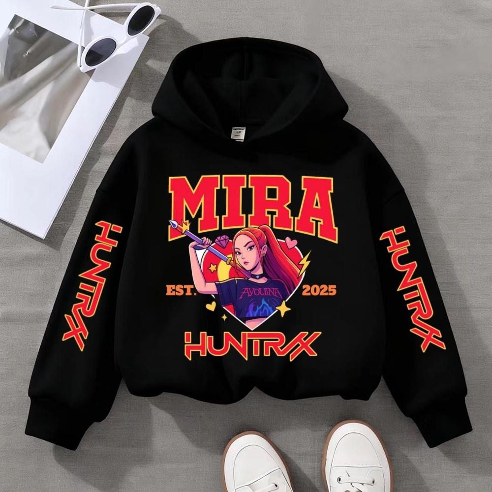 KPop Demon Hunters Print Hooded Sweatshirt - Fashionable Autumn/winter Children's Boys and Girls Casual Pullover Hooded