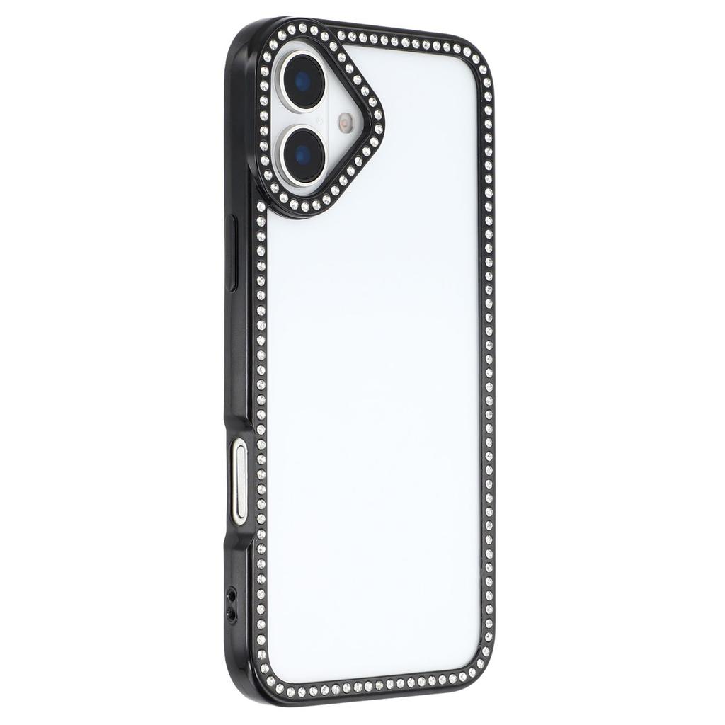 For iPhone 16 Case Sparkling Rhinestone Decor TPU+PC Clear Phone Back Cover