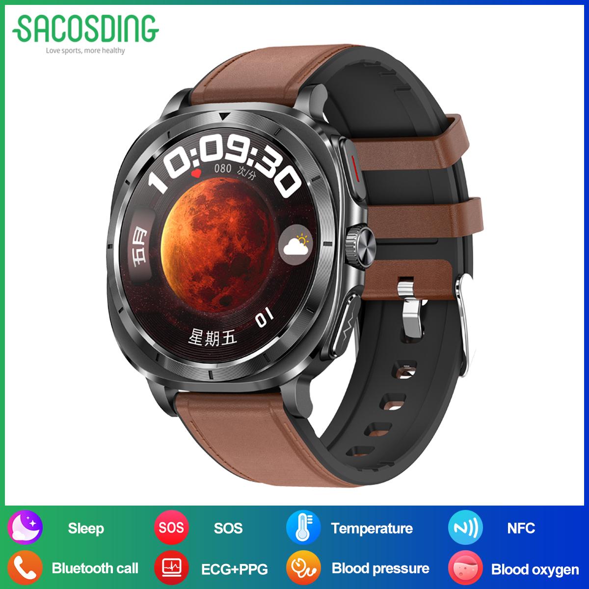 

SACSODING NFC умные часы 1.43inch Amoled ЭКГ мониторинг здоровья голосовой помощник SOS спорт на открытом воздухе фитнес-трекер для женщин и мужчин умные часы