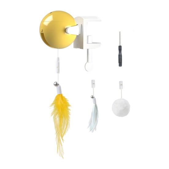 Door Hanging Electric Cat Feather Toy Smart Self Play Cat Teaser Toy Automatic Cat Toy with Feather Fluffy Ball And Tassel for Indoor Cats