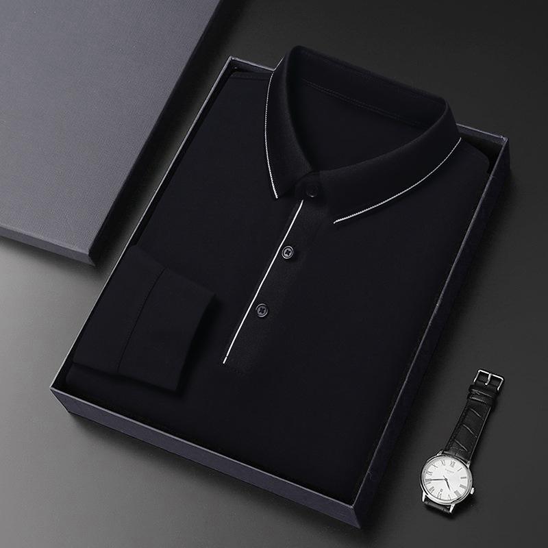 Father'S Wear Men'S Medium Loose Lapel Comfortable Casual Long Sleeve T-Shirt Polo Shirt