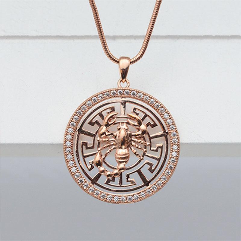 Purple Gold-Plated Rose Gold 18K Leo Pendant Twelve Constellations Classic
