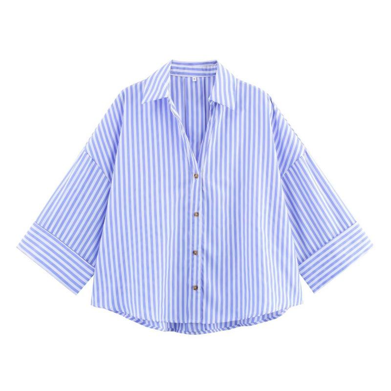 Autumn 2025 Wide Sleeve Poplin Shirt - European & American Style, New Versatile Design