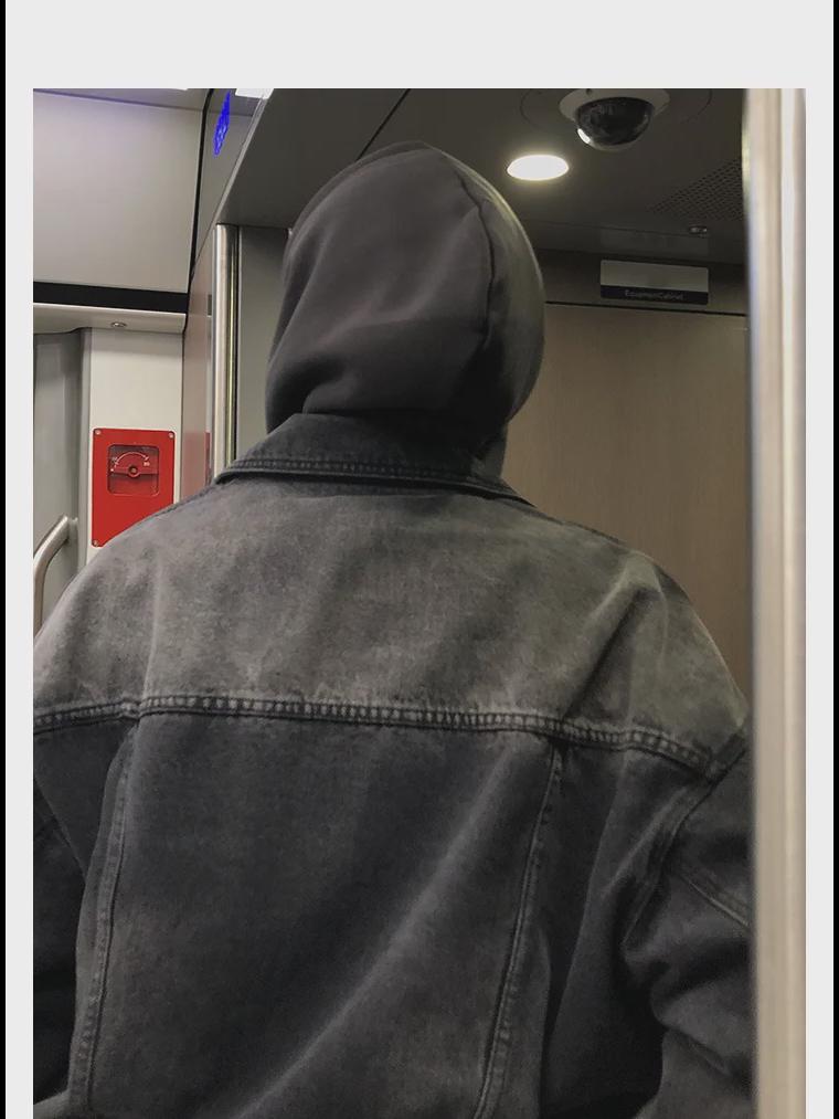 Boys' Retro Denim Jacket with Lapel, Zipper, and Faux Pockets - Loose Fit for Autumn/Winter 2023