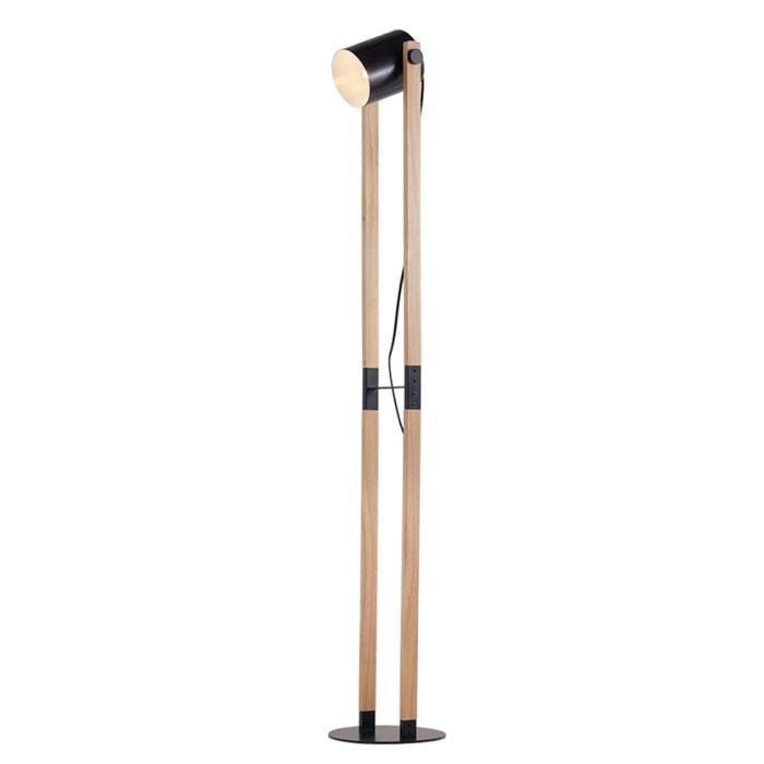 Lampadaire métal et bois 23W IP20 E27 Diam 120mm