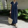 ZANZEA Vestido largo informal de verano con escote en V y manga corta para mujer
