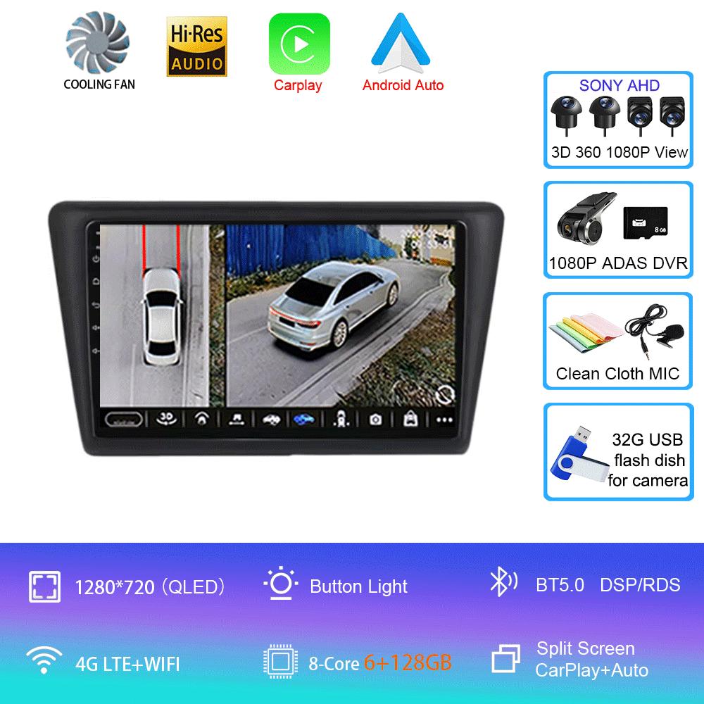 Android 14 Car Radio For Skoda Rapid 2013-2019 Multimedia Video Player Stereo GPS Navigation Wireless Carplay Android Auto WIFI