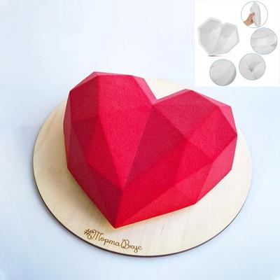 New 3D Diamond Love Heart Food Grade Mold Shaped Silicone With Dessert Decorating Cakes Mould For Birthday Fondant Chocolate Bak