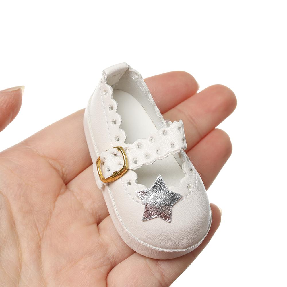 PU Leather Mini Shoes For 16 Inch Doll Clothes Accessories Cute Pentagram Toy Shoes Kids DIY Replacement Clothes Game Toys