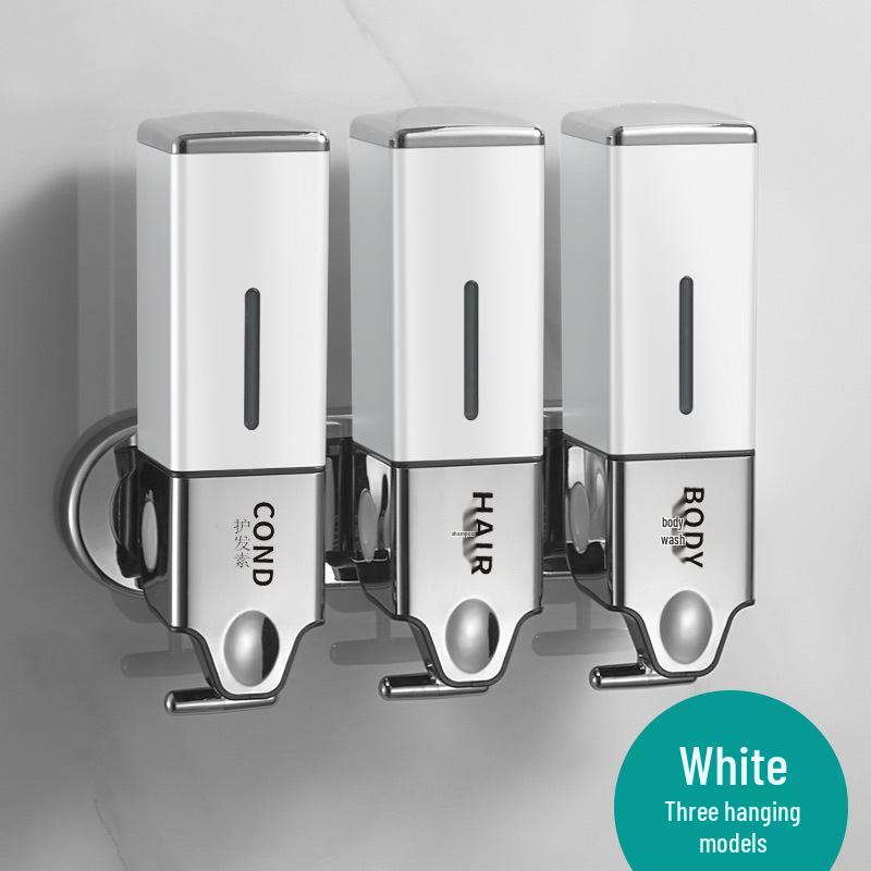 Wall-Mounted Dual Soap Dispenser with Double Hook for Bathroom & Kitchen