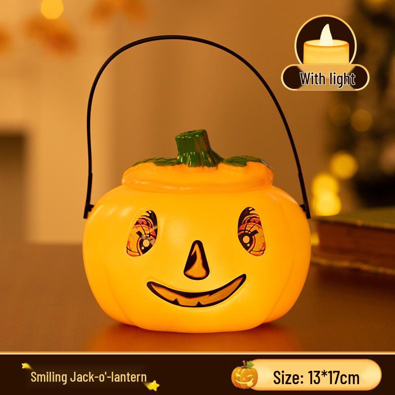 Luminous Pumpkin Trick-or-Treat Bucket: Halloween Handheld Toy & Decoration for Kids
