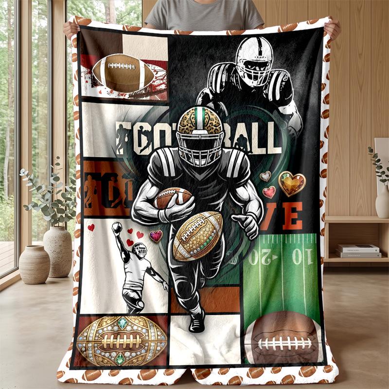 Football Legends in Action Theme blanket Lightweight Warm Flannel Blanket Decorative Throw Blanket for Home Decoration
