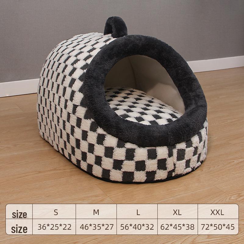 Four Seasons Semi-Closed Dog Bed: Cozy Winter Warmth for Pets